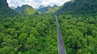 The only road running along the coast and through cat ba island