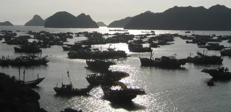 sunset in cat ba town